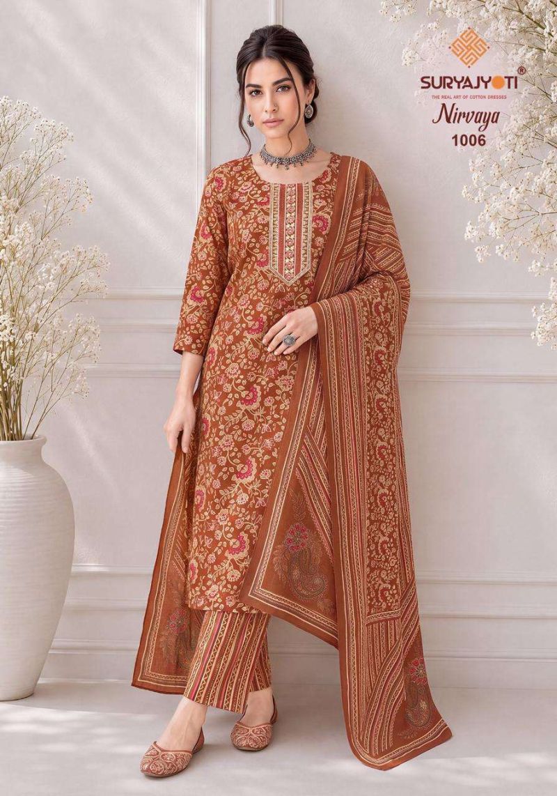 Nirvaya Vol 1 By Suryajyoti Rayon Foil Printed Readymade Dress 